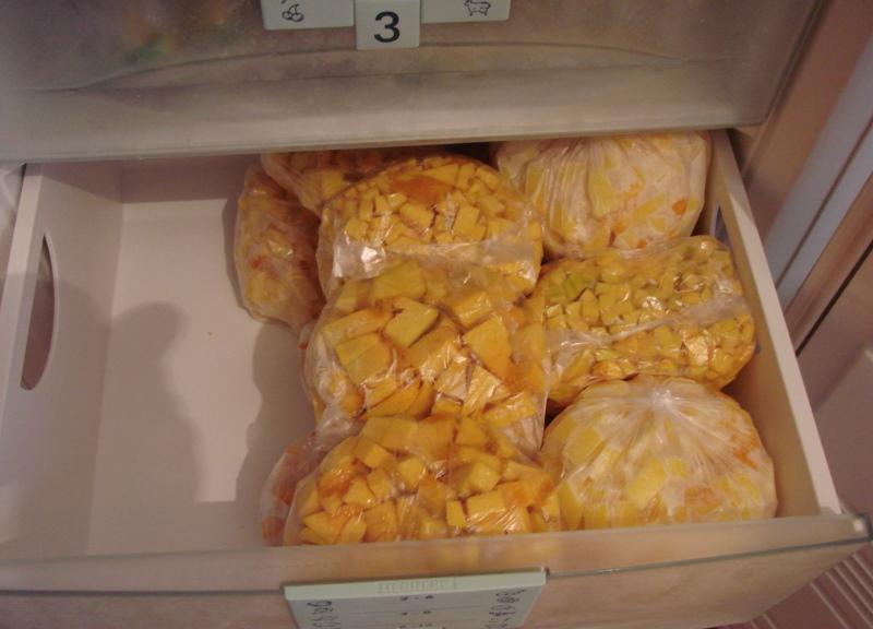 citrouille congelée pour l'hiver à la maison