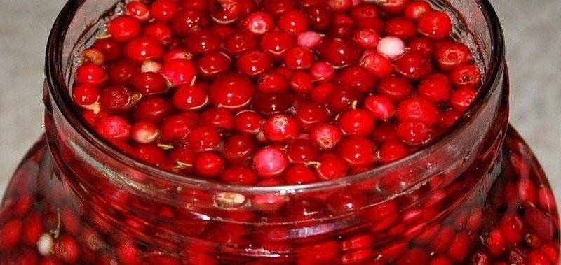 llenar los frascos con arándanos rojos